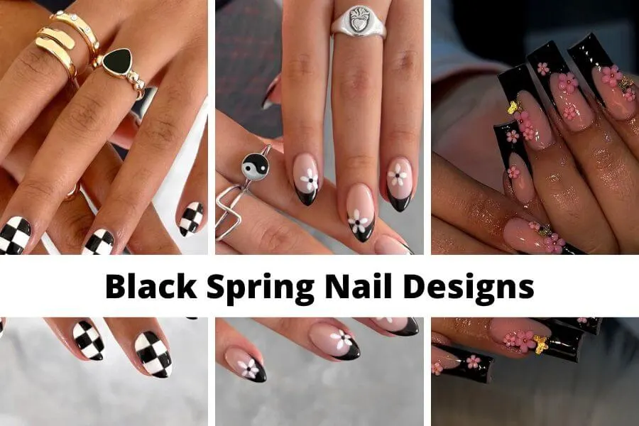Chic Black Spring Nail Designs for 2024